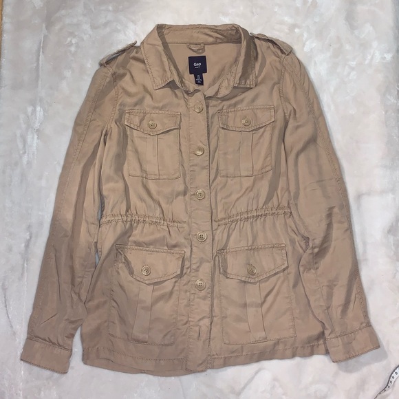 GAP x PERFECT FOR SPRING! Army / Military Jacket | Cinched Tie Waist / EUC - Picture 1 of 8